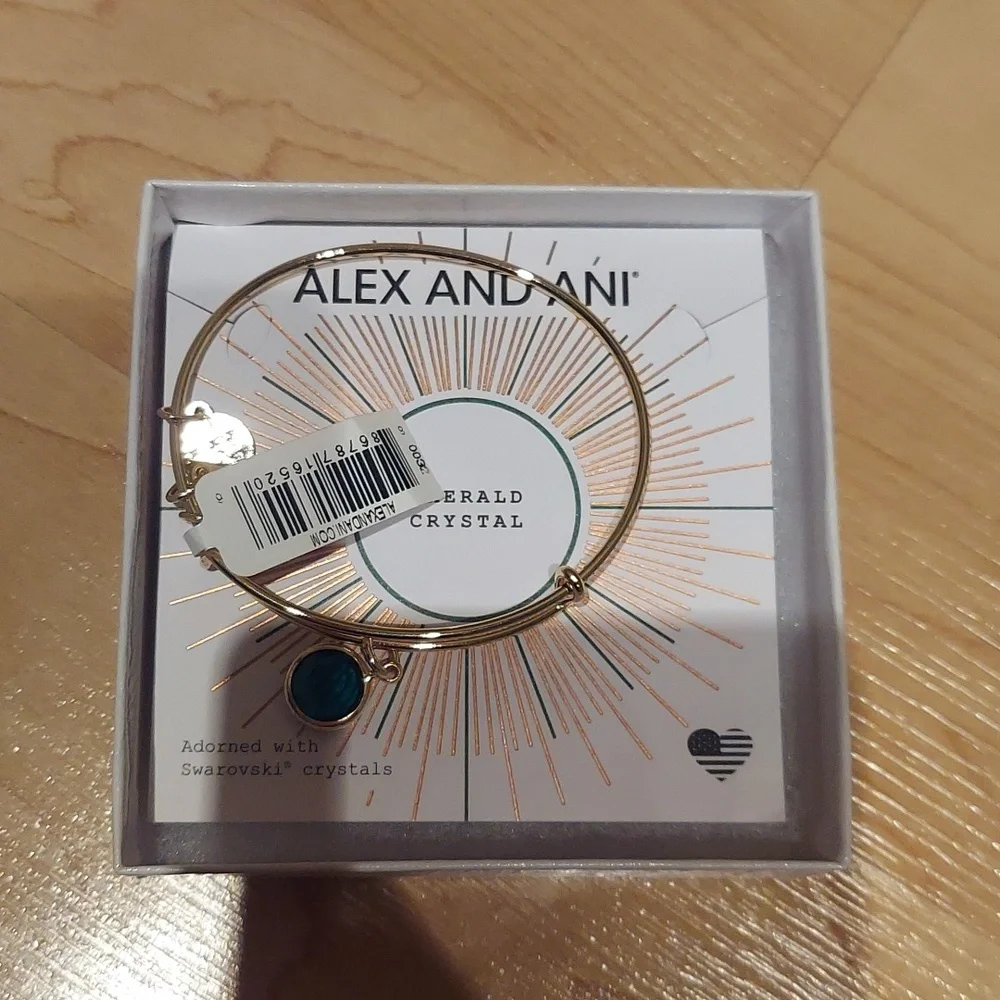 Alex and Ani Color Code May Birthstone Adjustable Wire Bangle - Picture 3 of 5